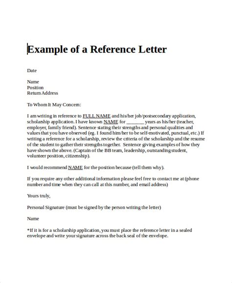 Sample Personal Reference Letter 13 Free Word Excel Pdf Documents