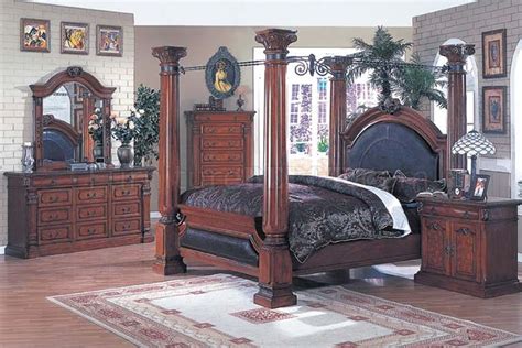 Amazon's choice for cherry wood bedroom set. Cherry Finish Canopy Bedroom Set With Leather Upholstery