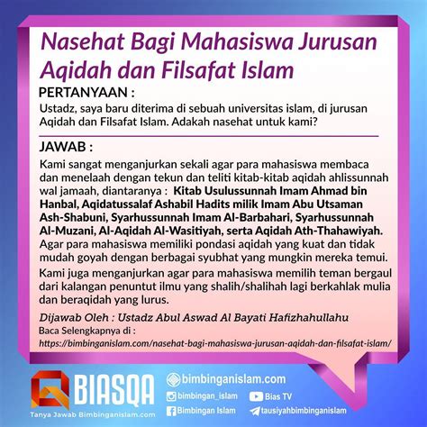 Nasehat Bagi Mahasiswa Jurusan Aqidah Dan Filsafat Islam