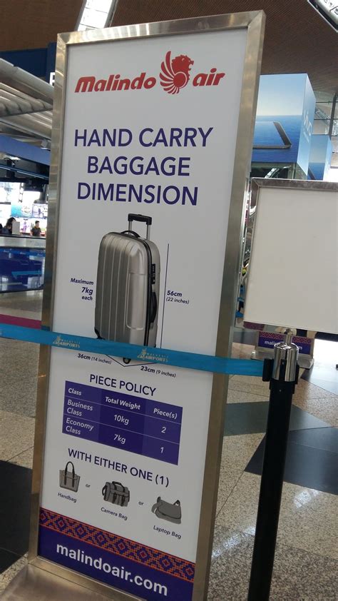 This bag needs to fit inside the overhead compartments or underneath the seat in front of you on the aircraft, and it cannot weigh more than 15 pounds. Malaysia Airports- Items allowed on the plane cabin