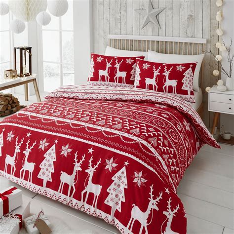 Happy Linen Co Festive Scandi Nordic Christmas Duvet Quilt Cover