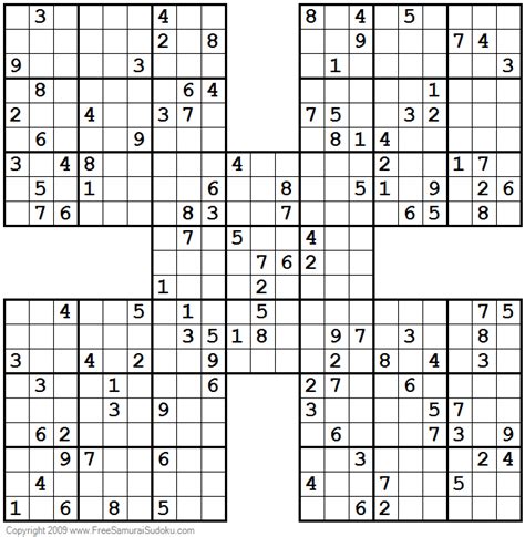 Samurai Sudoku Printable 1001 Printable Sudoku Puzzles Online