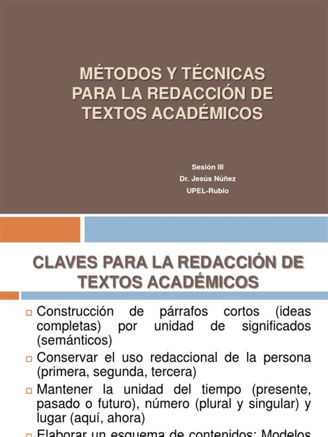 Modelos Y Tecnicas De Redaccion De Textos Academicos Pdf Oración