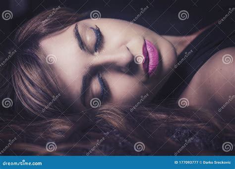 Portrait Of A Girl With Closed Eyes Stock Image Image Of Sensuality