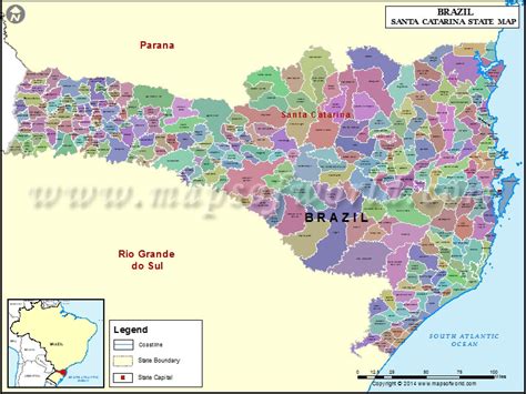 Santa Catarina Map State Of Santa Catarina Brazil