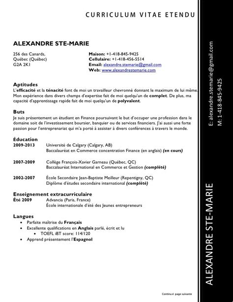 Cv Etudiant Secondaire Quebec Cv Tudiant Curriculum