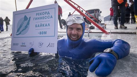 Russian Freediver Claims New Record In Icy Lake Baikal Plunge The