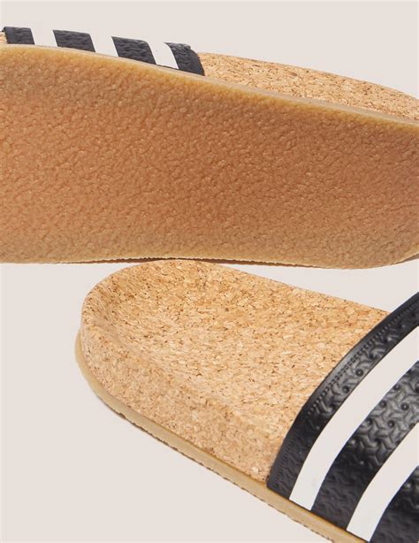 Adidas Originals Leather Adilette Cork Slides Lyst