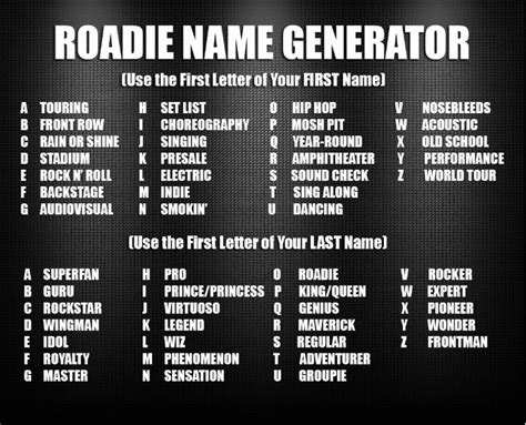 Roadie Name Generator Smokin Maverick Whats Your Name