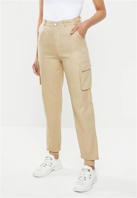 Plain Cargo Trouser Beige Missguided Trousers Superbalist Com