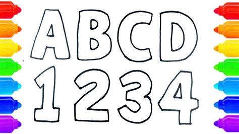 Alphabets Coloring And Drawing Learn Alphabet Abc And Numbers 123