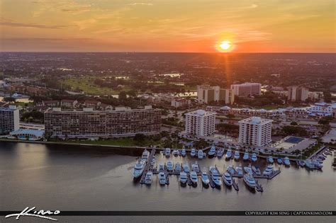 Sunset View Of Water Way Palm Beach Florida Royal Stock Photo