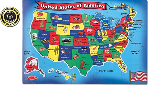 Melissa And Doug 440 Usa United States Map Floor Puzzle 51 Pieces