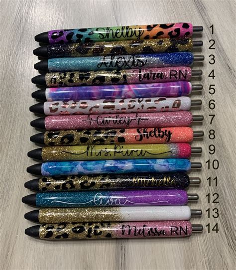Personalized Gel Pens Custom Epoxy Glitter Pens Leopard Pen Ltj