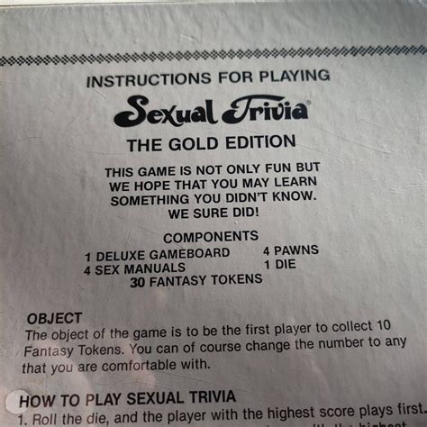 1980s Sexual Trivia Boardgame Gold Edition Etsy