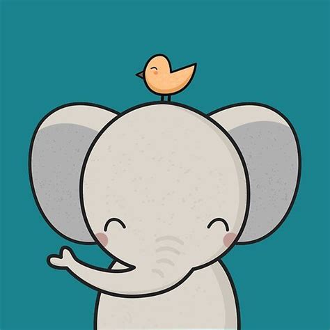 Kawaii Cute Elephant Poster By Wordsberry Cute Elephant Drawing