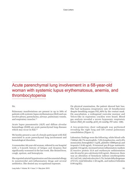 Pdf Acute Parenchymal Lung Involvement In A 68 Year Old Woman With