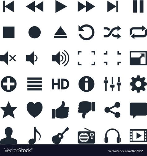 29,695 play icons in svg and png: Media player icons Royalty Free Vector Image - VectorStock