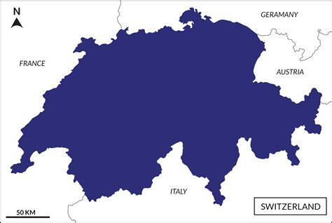 Switzerland Map With Blue Color High Details Include Border Country Germany France Italy And Austria Vector 