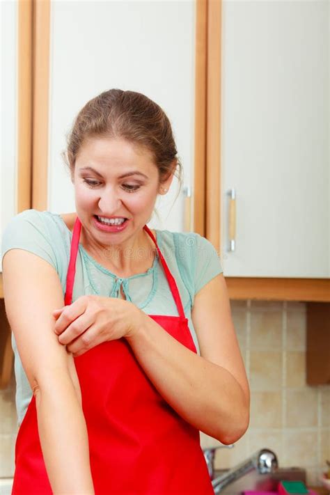 Woman Scratching Her Itchy Back With Allergy Rash Stock Image Image