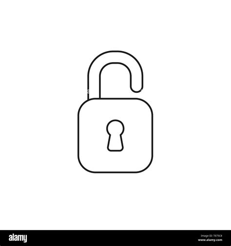 Vector Icon Of Opened Unlocked Padlock Black Outlines Stock Vector