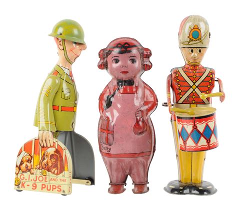 Lot Detail Lot Of 3 American Made Tin Litho Wind Up Toys