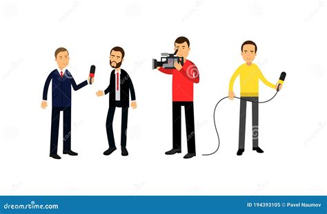 Professional Cameraman And Journalist Or News Reporter From Tv