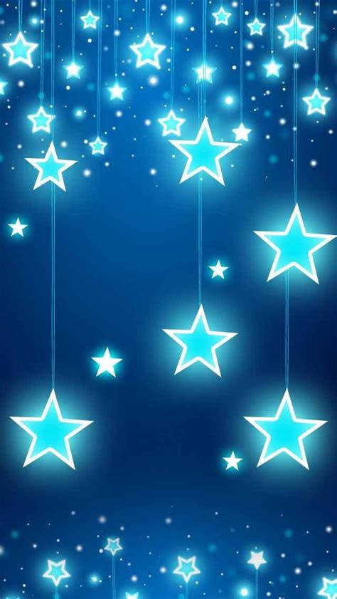 Blue Stars Glitter Sparkle Glow Phone Wallpaper