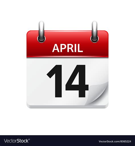 April 14 Flat Daily Calendar Icon Date Royalty Free Vector