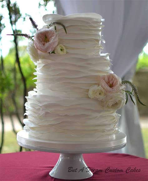 Romantic Soft Ruffle Wedding Cake