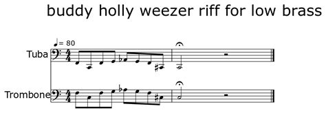 Buddy Holly Weezer Riff For Low Brass Sheet Music For Tuba Trombone