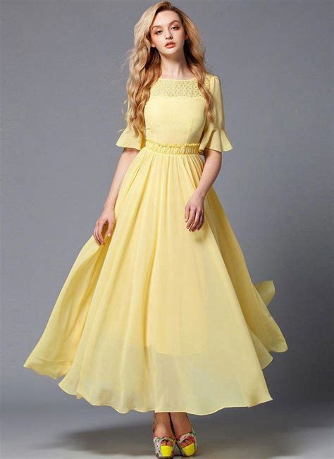 Yellow Dresses Sale Prices Yellowdressescasual Yellow Maxi Dress Maxi Dress Outfit Chiffon