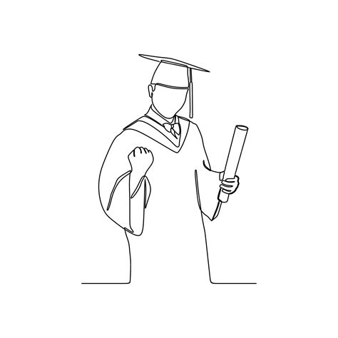Premium Vector Continuous Line Drawing Of Student Graduation