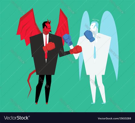 Fight Devil And Angel Satan And God Is Boxing Vector Image