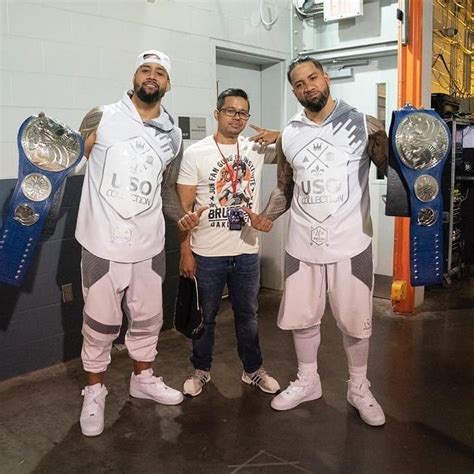 Wwe Champions Jimmy Uso Jonathan Fatu With His Twin Brother Jey Uso