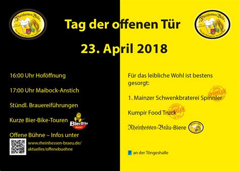 Uli bacher, chef der gartenrast in untertweng, erzählt von der faszination des. Tag des Bieres am 23. April - Rheinhessen-Bräu - Brauerei in Mainz-Ebersheim