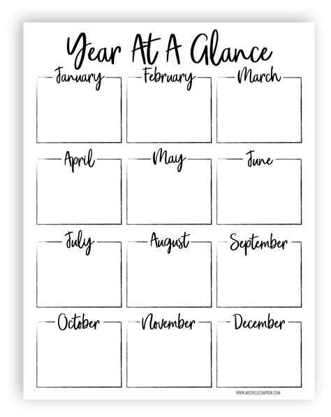 Year At A Glance Printable It Includes 3 Different Designs