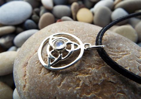 Moonstone Triquetra Pendant Silver Handmade Necklace Sterling 925