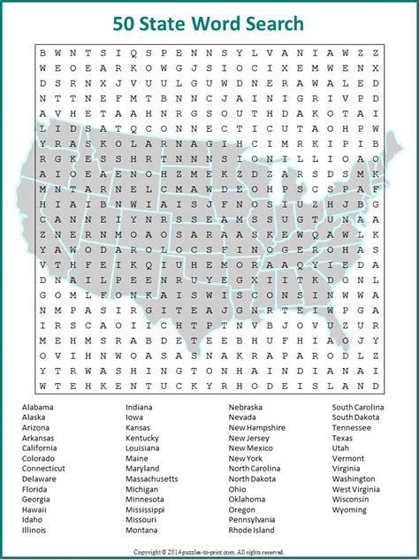 This Fifty State Word Search Will Keep You And Your Students Or Kids