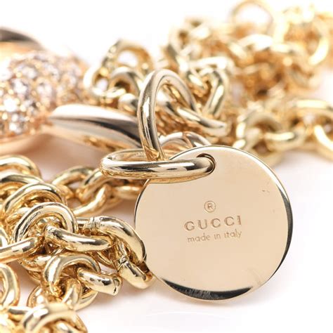 Gucci 18k Yellow Gold Diamond Horsebit Pendant Necklace 439640