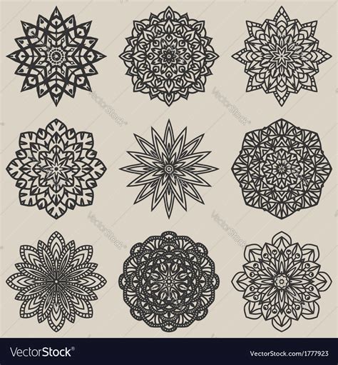 Free Vector Circular Floral Pattern Set Of Circular Floral Pattern