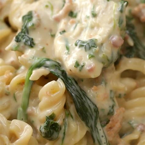 Chicken spinach alfredo rotini pasta. Chicken Spinach Alfredo Rotini Pasta Recipe by Tasty