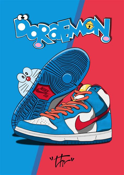 Nike Sb Dunk High Doraemon Poster On Behance Nike Art Sneakers