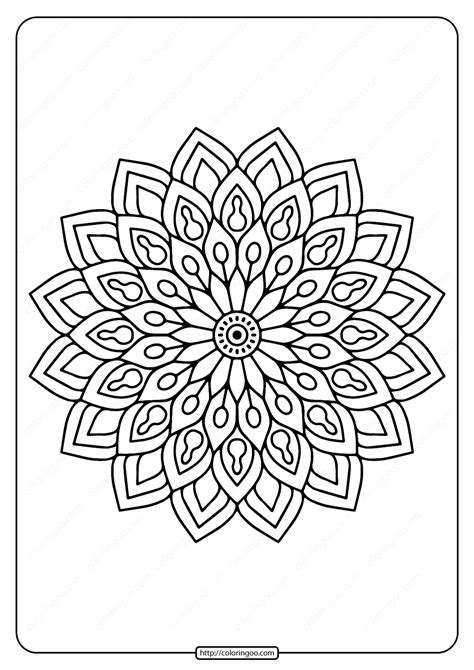 Coloring pages with mandalas represent more complex, usually symmetrical patterns, which are a proposal addressed mainly to adults, but they can also be colored by older and younger children. Printable Flower Mandala Pdf Coloring Page