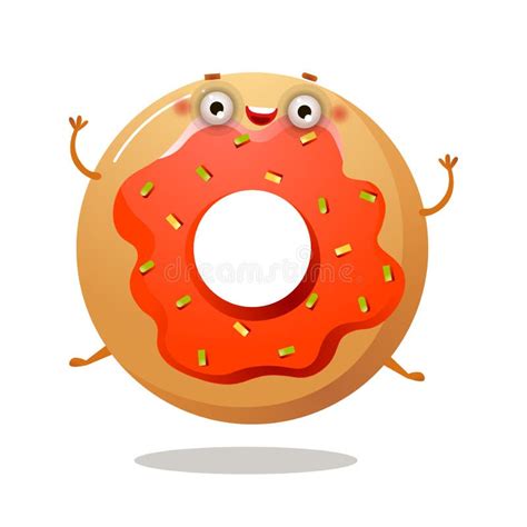 Cute Smiling Donut Cartoon Food Illustration Stock Vector
