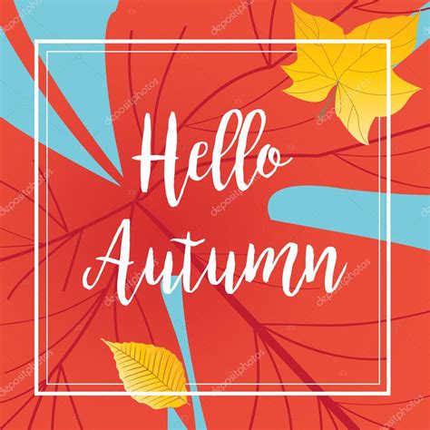 Autumn. Pattern Autumn Sale. Hello Autumn. Autumn greeting card. Autumn sign Maple Leaf pattern ...