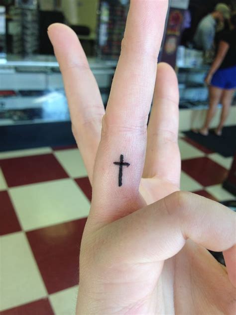 Finger Tattoo Cross Tattoo Placement Pinterest