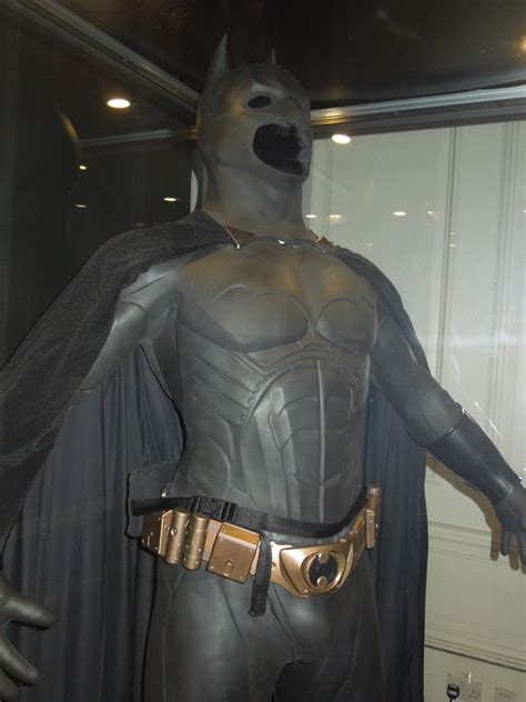 Batman Begins Costume Worn By Christian Bale On Display Hollywood