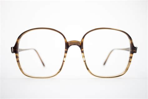 vintage eyeglass frame oversized clear brown stripe round 80s glasses frames vintage