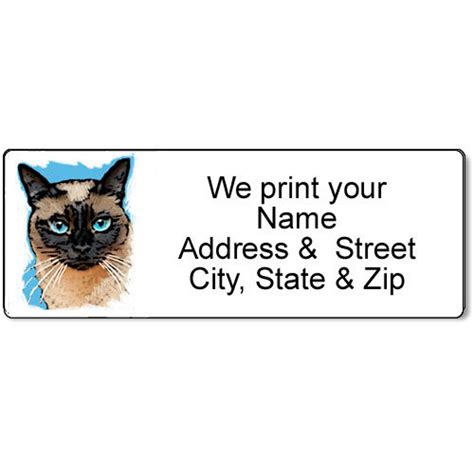 Siamese Cat Return Address Label Feline Fun Personalized Etsy